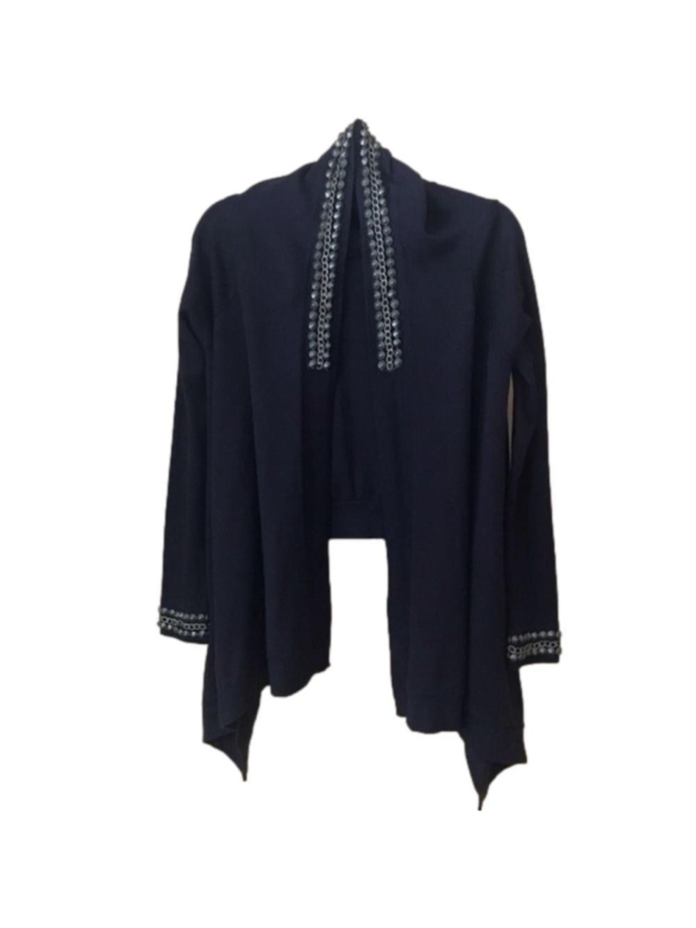 Tracy M. embellished waterfall open cascade front cardigan size small